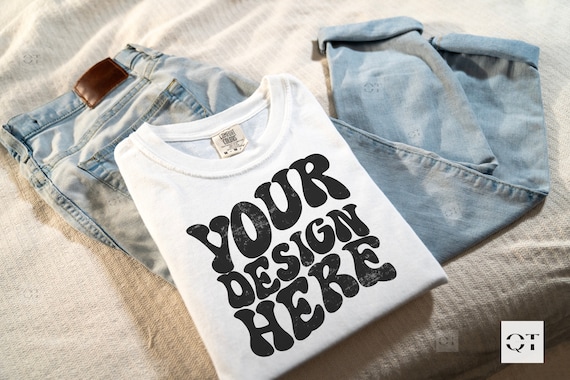 Comfort Colors 1717 Mockup White, Folded Mockup, 1717 Shirt Mockup, Tshirt Mockup, Comfort Colors Mockup, Styled Trendy Mockup, Retro Mockup