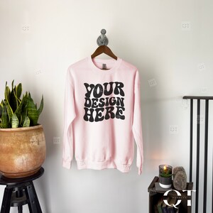 Gildan 18000 Light Pink Sweatshirt Mockup, Hanging Gildan Mockups, Styled Sweat Shirt Mockup, Simple Lifestyle Mockup, Trendy Sweater Mockup