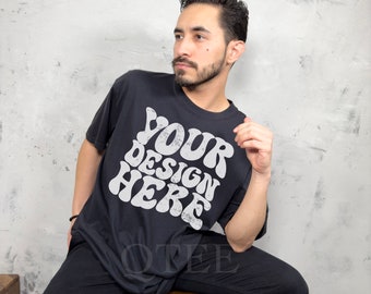 Comfort Colors Mockup, Comfort Colors Real Model Mockup, Comfort Color C1717 Black TShirt Mock, Comfort Colors Male Mockups, C1717 Mock Up