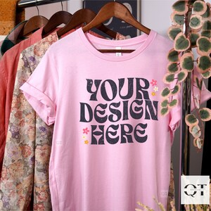 Bella Canvas 3001 Pink Mockup, Bella 3001 Shirt Mockups, Bella And Canvas Mock Up, T-Shirt Mocks, Print On Demand Mockup, Trendy Mockups