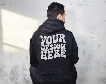 Gildan 18500 Mockup, Black Gildan 18500 Real Model Mockup, Back Gildan Hoodie Mockup, Aesthetic Mockup, Gildan Sweater Mockups, Model Mockup
