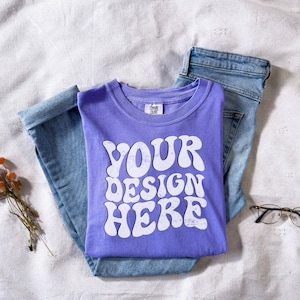 Comfort Colors C1717 Mockup Violet, Folded Mockup, Purple Shirt Mock up, Tshirt Mockup, Styled T-Shirt Mockup, Aesthetic Mock, Trendy Mockup
