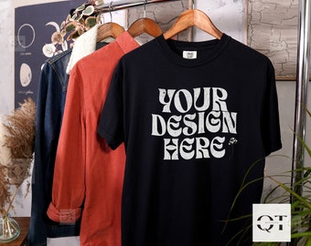 Comfort Colors C1717 Black Shirt Mockup, T-shirt Mockups, Black Tee Mock, Oversized Shirt Styled Mockup, Comfort Colors Shirt Mockup, Trendy