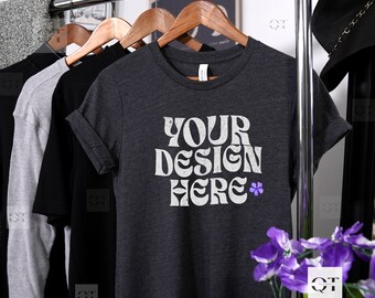 Bella Canvas 3001 T-Shirt Mockup, Bella und Canvas Heather Grey Shirt Mockups, Tee Mock Ups, Print On Demand Mocks, Bella 3001 Dunkelgrau