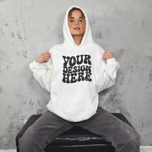 Gildan 18500 Mockup, Gildan 18500 Real Model Mockup, White Oversized Hoodie Mockup, Aesthetic Mockups, Gildan Sweater Mockups, Retro Mock Up
