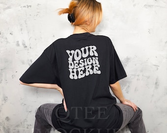 Comfort Colors Shirt Mockup, Comfort Colors Back Mockup, Black Oversized T-shirt Mock Up, Punk Aesthetic Mockups , Trendy Streetwear Mockup