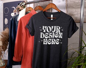 Bella Canvas 3001 Shirt Mockup, Bella Dark Heather Grey T-Shirt Mock Up, Boho T-Shirt Mockup, Bella And Canvas, Trendy T-Shirt Mockup, POD