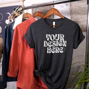Bella Canvas 3001 Mockup, Bella Canvas Heather Grey T-Shirt Mock Up, Boho T-Shirt Mockup, Bella And Canvas, Trendy T-shirt Mockup, POD Mocks
