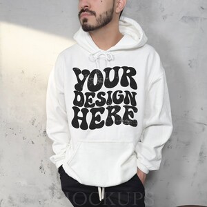 Gildan 18500 Mockup, White Gildan 18500, Real Model Mockup, Oversized Hoodie Mockup, Aesthetic Mockups, Gildan Sweater Mockups, Model Mockup