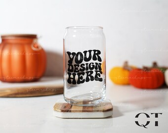 Libbey Glass Can Mockup, Fall Glass Mockup, Glass Can Mockups,16oz Halloween Mockup, Clear Can Mockups, 16 oz Beer Can Mock Up, Glass Cups