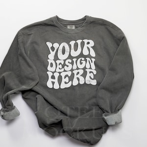 1566 Pepper Mockup, Comfort Colors 1566 Mockups, Comfort Color Mockup, Aesthetic Folded Flat Lay Sweatshirt Mockup, Simple Background Mockup