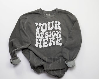 1566 Pepper Mockup, Comfort Colors 1566 Mockups, Comfort Color Mockup, Aesthetic Folded Flat Lay Sweatshirt Mockup, Simple Background Mockup