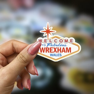 Adesivo Wrexham Benvenuti nel favoloso Wrexham Wales, decalcomania per frigorifero in stile Las Vegas