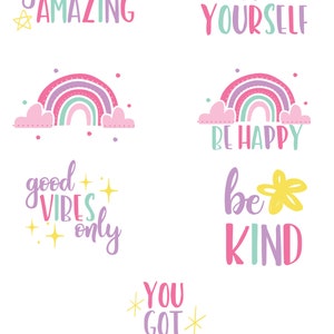 Foglio di adesivi con citazioni motivazionali positive