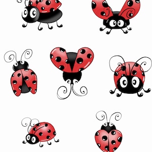 Simpatico foglio di adesivi coccinella coccinella - Set di 7 adorabili adesivi e magneti