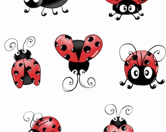 Cute Ladybird Ladybug Sticker Sheet - Set of 7 Adorable Stickers & Magnets
