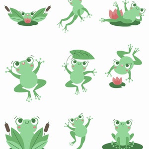 Cheerful Frog Sticker Sheet - Set of 9 Joyful Froggy Stickers or Magnets - Cute and Colourful Frog Decals for Scrapbooking