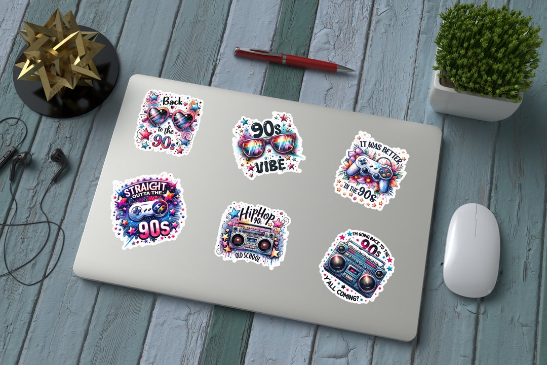 90s 1990's Retro Vintage Vinyl Sticker Decals Set Bundle of 6 Stickers ...