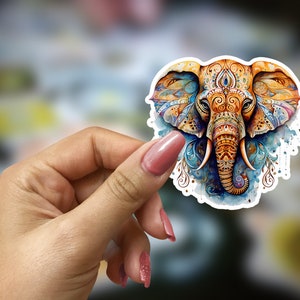 Bellissimo elefante Yoga Mandala vinile acquerello adesivo decalcomania fustellato