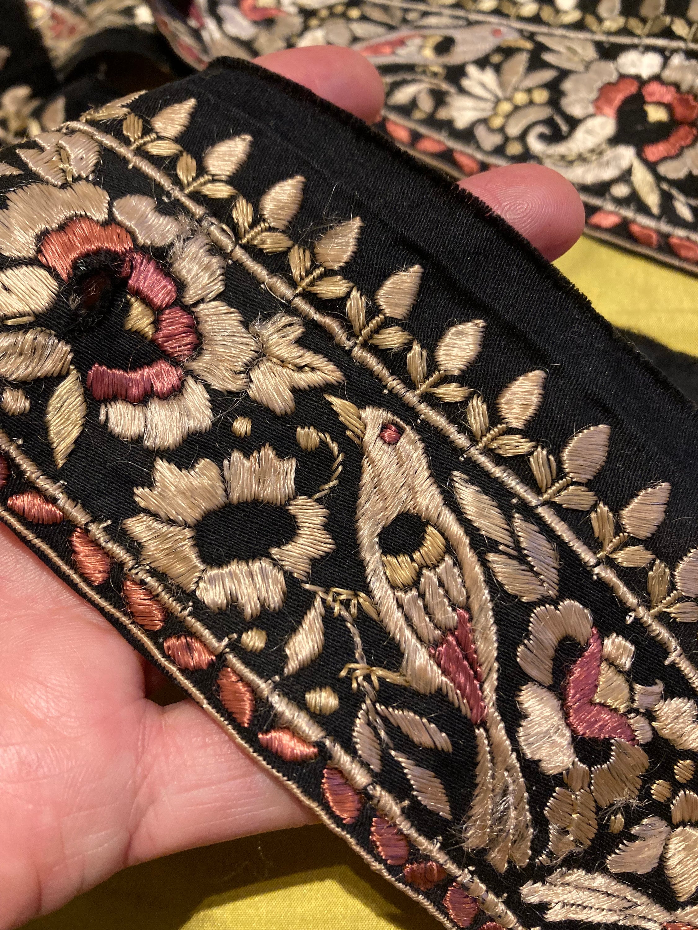 Persian Ribbon 5.3m of 1800s Persian Antique BIRD Silk Embroidered Ribbon Trim - Etsy