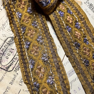 1.5 meters of wide Antique gold & bronze metal thread braid trim