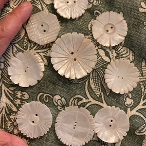Collection of 9 oversized mother of Pearl antique buttons