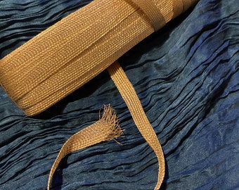 1 m antique pale gold metal woven braid trim.