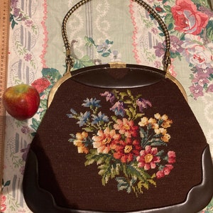 Oversized Vintage 50er Jahre Gobelin Handtasche