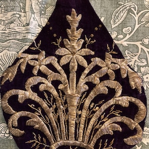 Large 19th century antique gold metal thread appliqué.