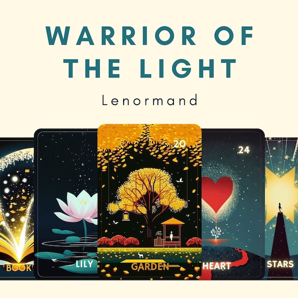 Warrior of the Light Lenormand Card Deck | with Meaning Flash Cards | Instant Digital Download | Printable Card Deck | Divination tool