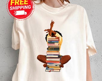 Comfort Colors Black Woman Reading T-Shirt, Book Lover Gift