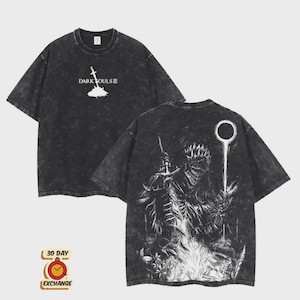 Maglietta Jumbo Vintage Wash del gioco Soulsborne, maglietta oversize gotica, regalo per i fan dei videogiochi