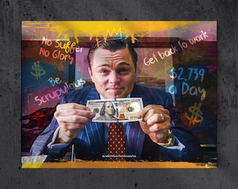 Wolf of Wall Street Motivational Canvas Art, Abstract Home Decor