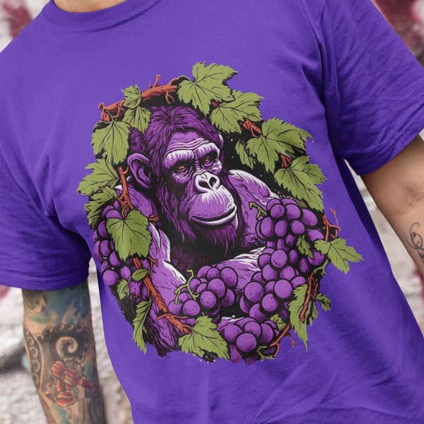 Purple Ape T-Shirt Retro Vintage Style Unisex Tee Grape Graphic Print Nostalgic Summer Fashion T Shirt