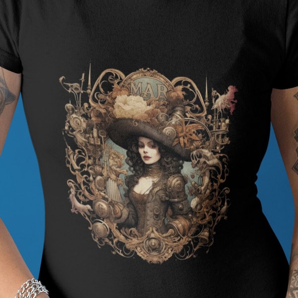 T-shirt Steampunk style victorien imprimé graphique mode rétro steam punk porter t-shirt design complexe