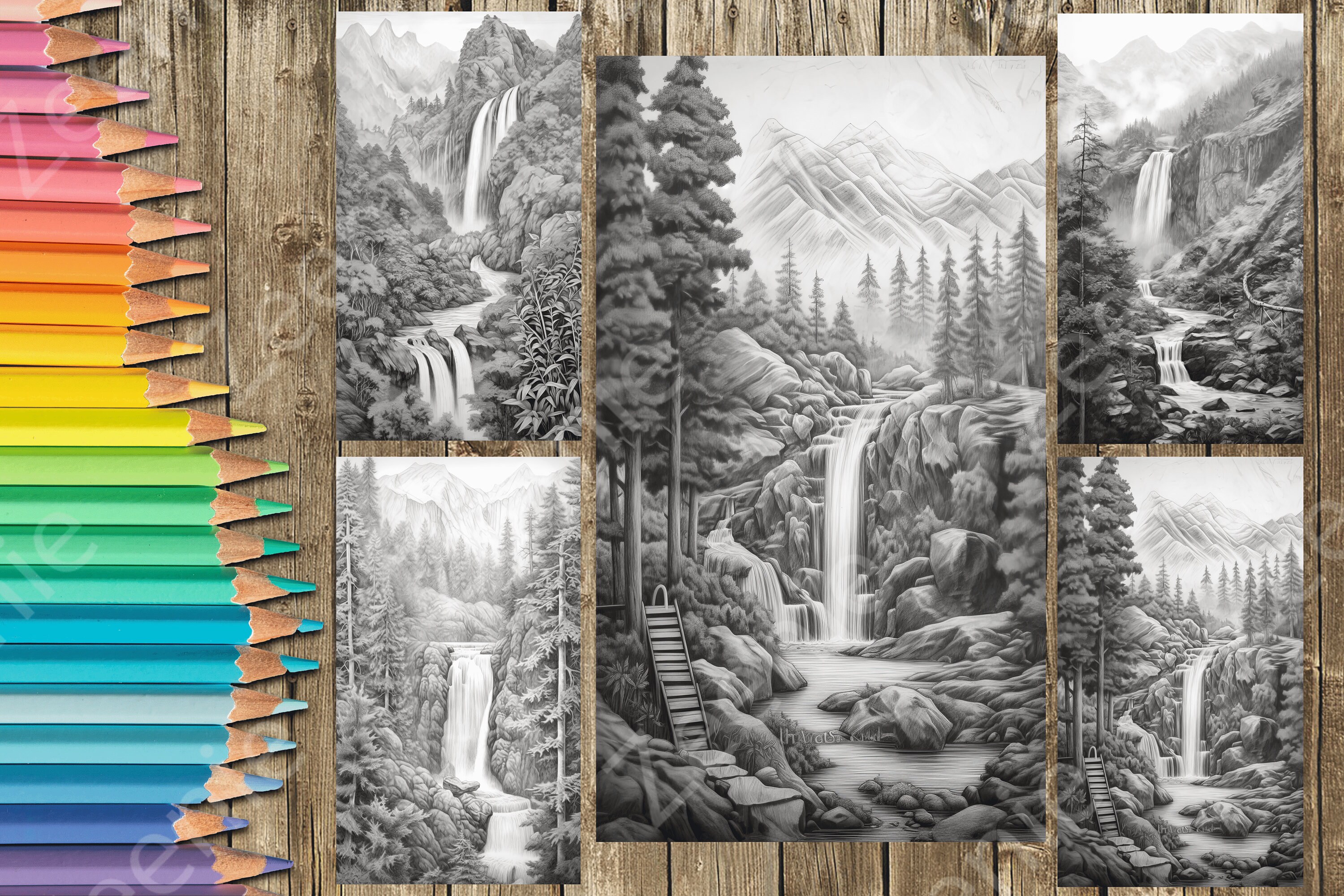 Waterfall Map Printable 24 Cascading Waterfalls Coloring Book - Adults Kids Coloring Pages ...