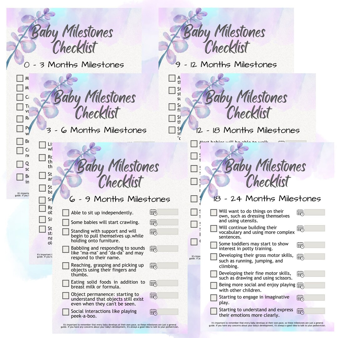 Baby Milestones Checklist Purple - Etsy
