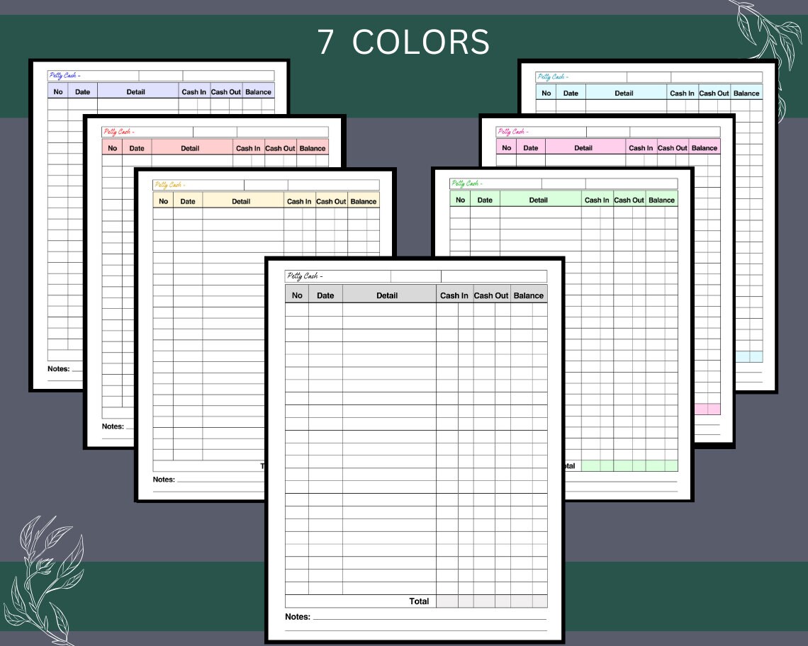 Petty Cash Log | Printable Petty Cash Log | Income and Expenses Tracker ...