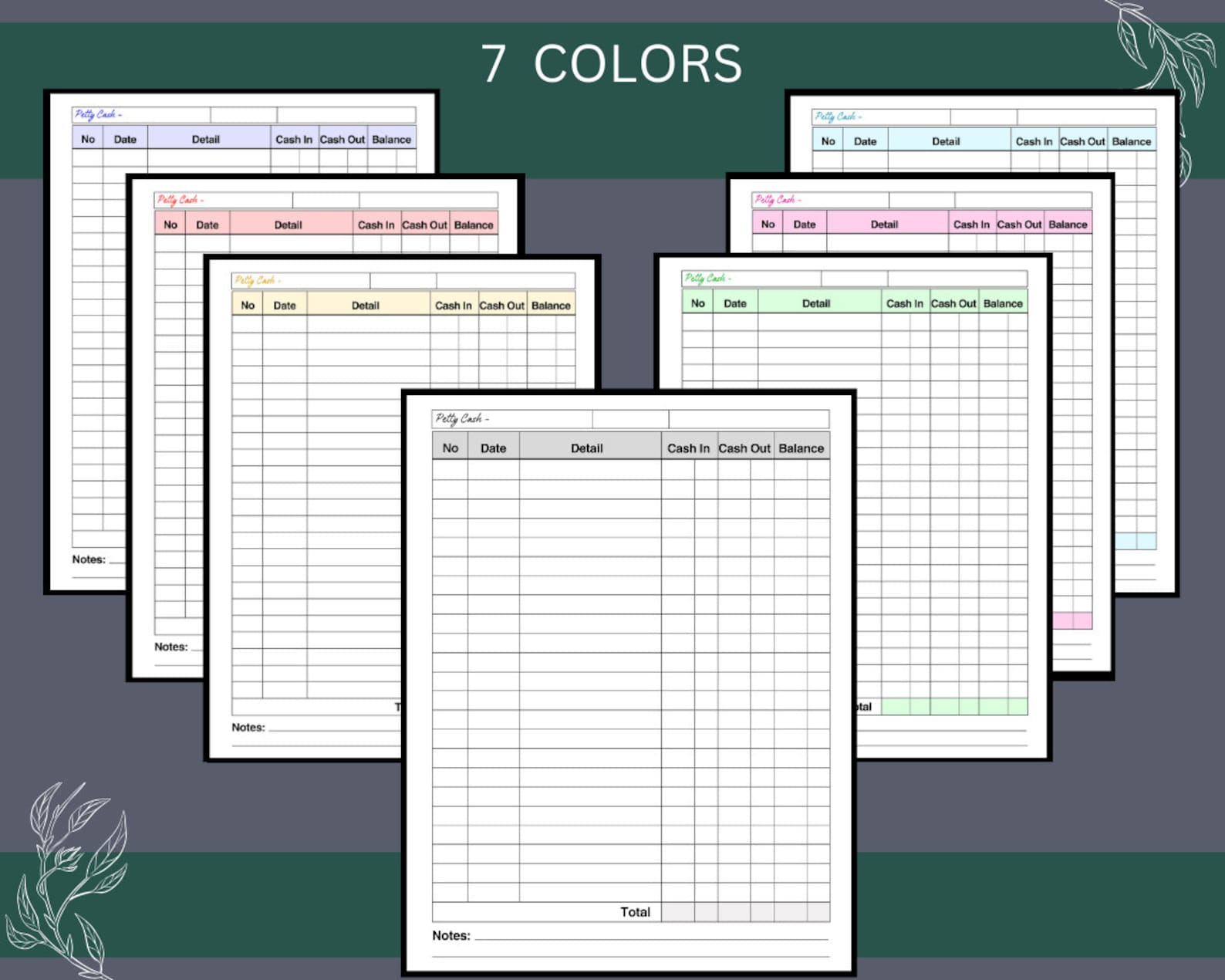 Petty Cash Log | Printable Petty Cash Log | Income and Expenses Tracker ...