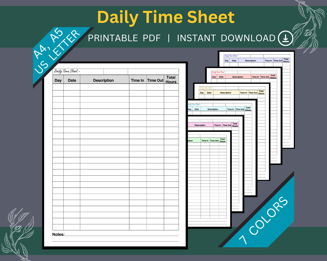 Daily Time Sheet | Printable Daily Time Sheet | Work Schedule | Time Sheet Template | Daily Work Hours Log | Work Time Tracker - Etsy daily-time-sheet-printable-daily-time-sheet-work-schedule-time-sheet-template-daily-work-hours-log-work-time-tracker-etsy