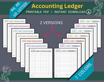Accounting Ledger | Printable Accounting Ledger | Accounting Template ...