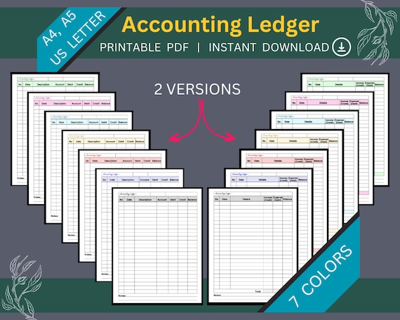 Accounting Ledger | Printable Accounting Ledger | Accounting Template | Small Business Bookkeeping Sheet | Printable Ledger