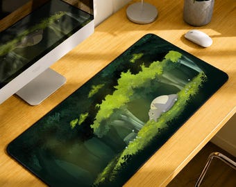 Forest Spirit Custom Illustrated Desk Mat, Large Mouse Pad, Gaming Desk Mat, Gifts for her
