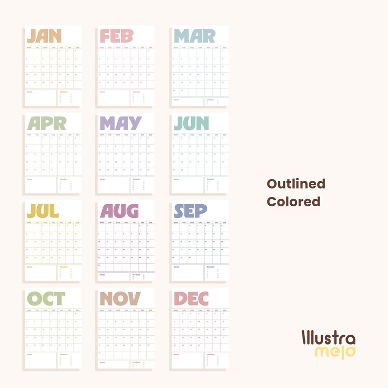 2026 Minimalist Calendar Printable | Monthly Planner With Notes ...