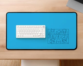Minimalist Japanese Movie Characters Desk Mat | Custom Illustrated Anime Desk Mat, Large Mouse Pad, Customizable Colors,Gifts for her