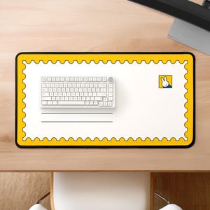 Miffy-inspirierte Postkarte Postkarten Untersetzer | Benutzerdefinierte Illustrierte Häschen Schreibtischmatte, großes Mauspad, anpassbare Farben, Gaming Schreibtischmatte, Geschenke für sie