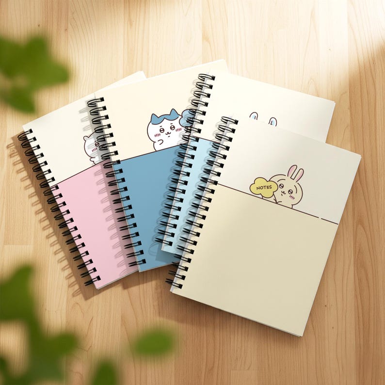 Minimalist Japanese Chiikawa Notebook | Custom Character Cover, Pastel ...