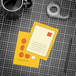 Miffy Inspired Personalizable Postcard | Minimalistyczna Wielkanocna Karta Króliczka, Żywa Wielkanocna Karta Z Pozdrowieniami, Uroczy Króliczek, Prezenty Miffy, Prezenty Sezonowe