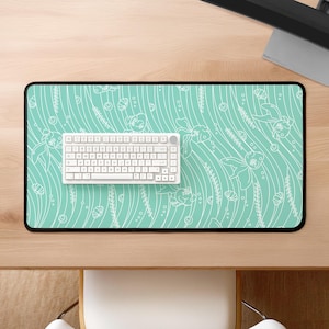 Water Waves Desk Mat | Blue Dest Mat, Water Pattern, Goldfish Desk Mat, Goldfish,  Undersea, XL Desk Mat, Desk Accessory, Gaming Mouse Pad