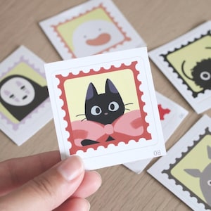 Sellos de vinilo con personajes de Studio Ghibli / Arte de fan ilustrado a mano, accesorio de diario, papelería, regalo para fans de Ghibli, pegatina de anime